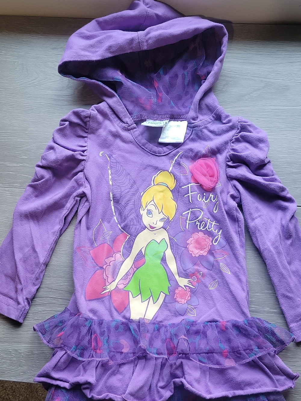 Disney Purple Hooded Tinker Bell Tunic Dress Size 2T
